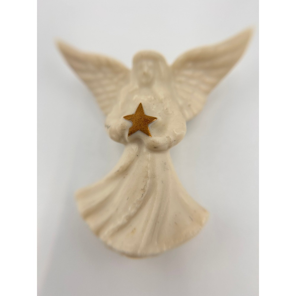 Lenox Angel Pin Women OS Ivory Good Porcelain Gold Star Brooch Vintage Accessory
